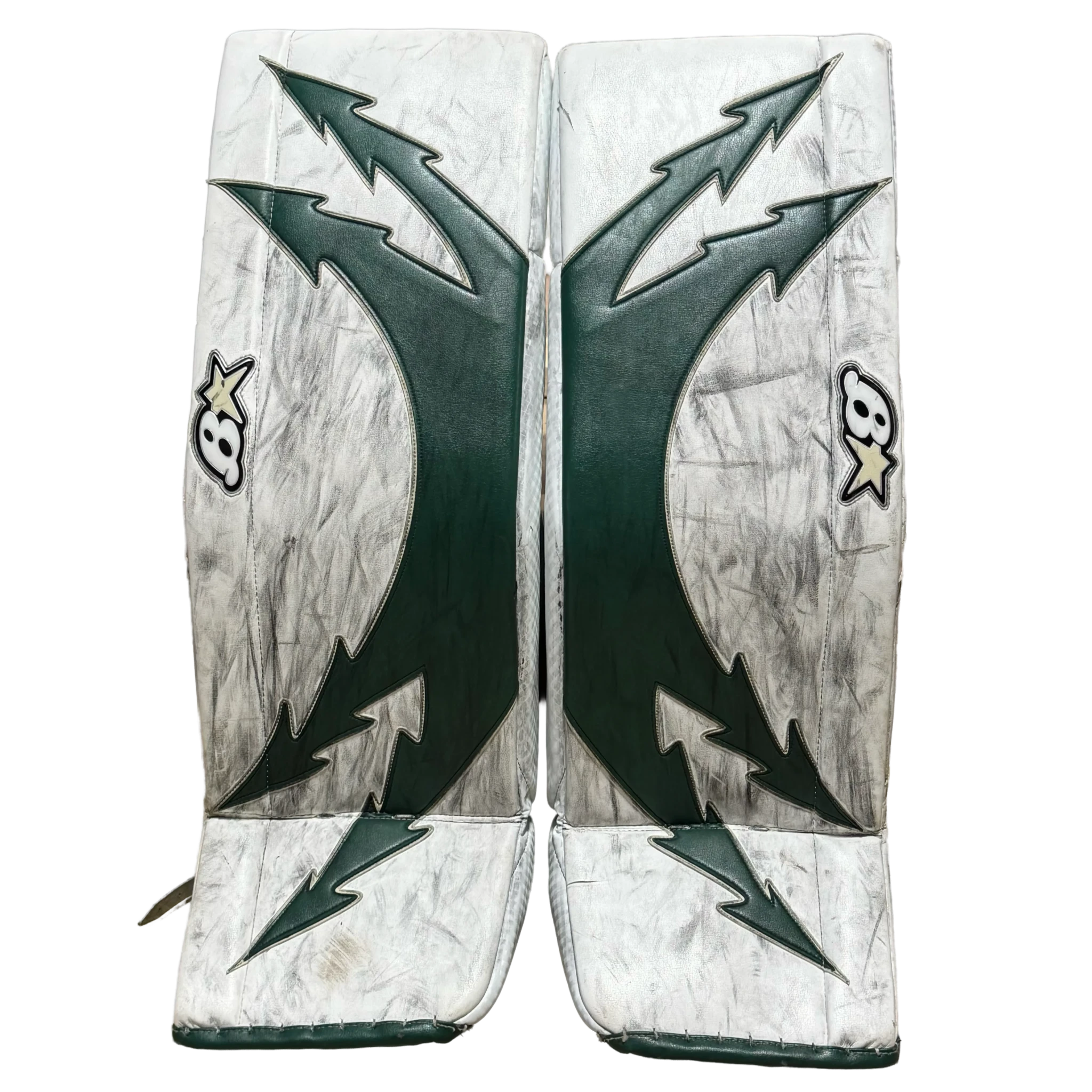 Brian's Optik 3 - Used Pro Stock Goalie Pads (White/Green)